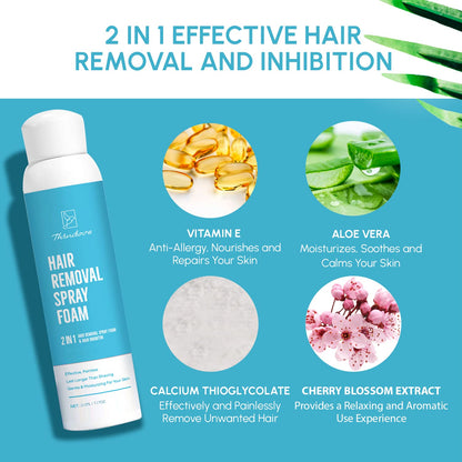 Hair Removal Spray Foam - Newest Formula from 100% Natural Ingredients - Effective & Painless - Cream - Body & Intimate Depilatory Spray Foam for Women & Men